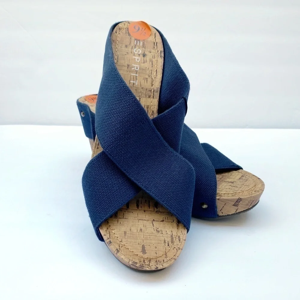 Esprit Crisscross Navy Blue Espadrille Wedge